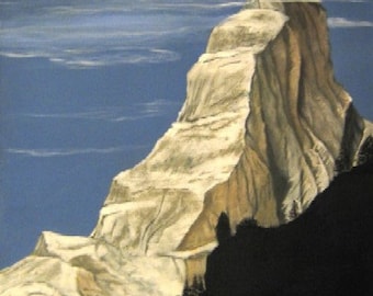 Bleak Peak original painting in blue black white