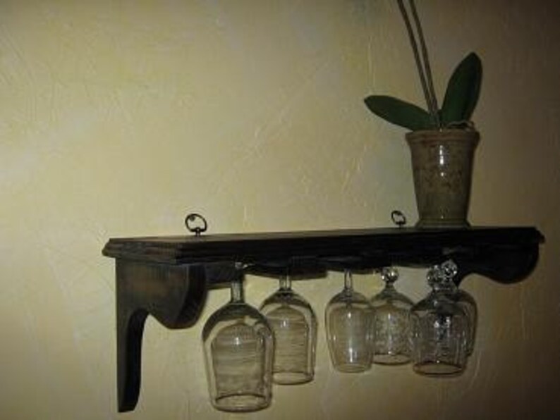 Wine Glass Stemware Shelf From Reclaimed Wood Holds 10 Glasses Etsy