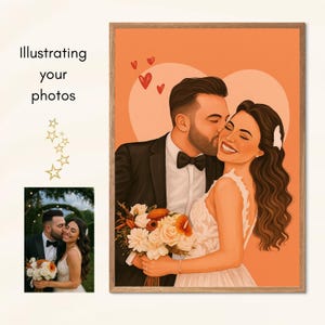 Custom Digital Illustration | Minimalist Couple Portrait Drawing | Personalized Wedding Gift, Anniversary Gift, Family Art Print