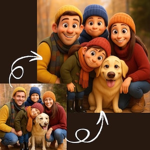 Pixar Style Portrait from Photo, Custom 3D Cartoon Drawing, Couple, Family, Pet Gift, Digital Art, Animated Style Avatar, Cartoon Pic
