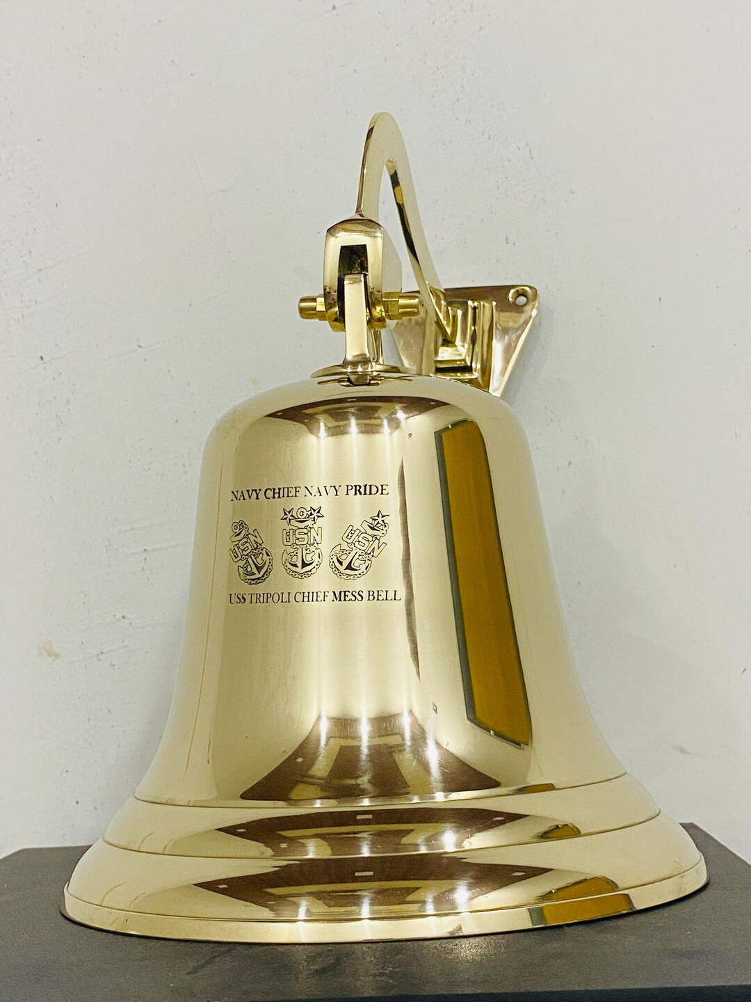 Personalized Brass Wall Mounted Bell: Engraved Nautical Decor - Etsy