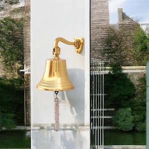 Personalized Brass Bell, Customized Ship Bell for-Engraved School Wall Hanging Bell Indoor\Outdoor Brass Nautical Bell for Home Decor Bell.
