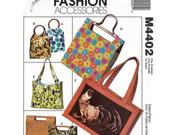 McCall’s M4402 Tote Bag Sewing Pattern Handbag Pattern Vintage