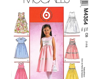 McCall’s M4354 Girls Dress Sewing Pattern Flower Girl Party Dress Size CB (1-2-3) Vintage