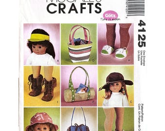 McCall's 4125 18" Doll Accessories Sewing Pattern: Hats, Bags, Shoes, Boots (Götz)