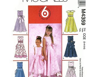 McCall’s M4359 Girls Formal Dress Sewing Pattern Flower Girl Gown Size CCE (3-4-5-6)