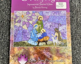 Padrão de colcha "O Holy Night" de Brenda Henning, colcha de vitral natalina 60x42 vintage