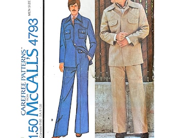 McCall’s 4793 Men’s Jacket & Pants Wide Leg 1970s Tailoring Pattern Size 38 Vintage