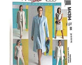 McCall’s M4394 Palmer Pletsch Classic Fit Coat Dress Pants Suit Pattern Size BB (8-10-12-14)