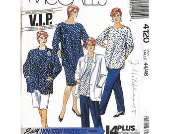 McCall’s 4120 Women’s Jacket Top Skirt Pants Sewing Pattern Size 44-46 Plus Vintage 1989