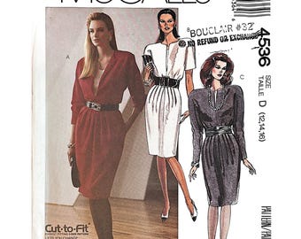 Easy McCall’s 4536 Misses Dress & Cummerbund Pattern Size D (12-14-16) Vintage