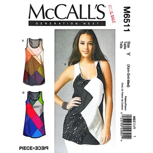 May include: McCall's Generation Next M6511 sewing pattern. The pattern features two sleeveless top designs with geometric color block patterns. The image includes the text "FINAL SALE" and size information.