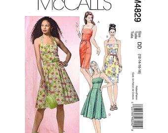 McCall’s M4829 Sewing Pattern Misses Dresses Halter Strapless Size 12-18 Vintage