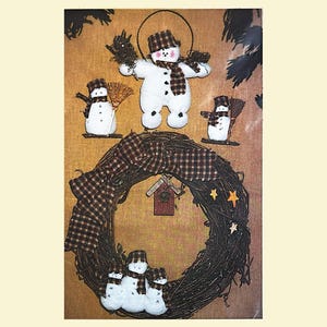 Goodies From Grandma No.169J Sew Many Snowmen Wreath & Ornaments Pattern Vintage