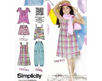 Simplicity 1817 AA meisjesjurk, top, broek en short naaipatroon maat 8-16 vintage