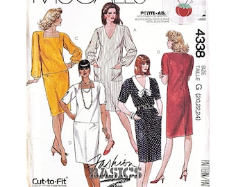 McCall's 4338 Vintage 1989 Misses Dress Pattern (Size 20-24) Button Back