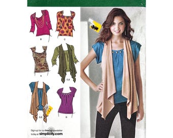 Simplicity 2283 Misses gebreide tops en hemd naaipatroon maat R5 14-22