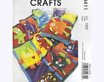 Molde de costura McCall’s Crafts M6411 para colcha infantil, almofada, desenho de monstro, tamanho único, faça você mesmo, 2011