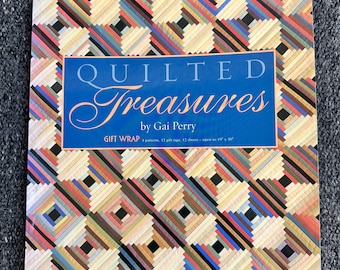 Livro de Papel de Presente Tesouros Acolchoados, Gai Perry, Padrões de Quilting, Artesanato em Papel, Vintage