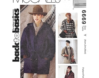 Molde de costura McCall's 6669 para jaqueta oversized, tamanho Y (XS–M), vintage de 1993.