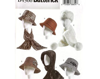 Butterick B4366 Misses’ Hats, Headband, Scarf & Headwrap Sewing Pattern Size S-M-L Vintage