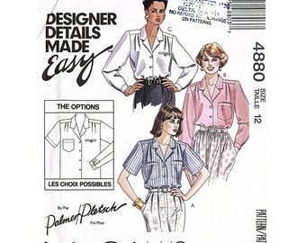 McCall’s 4880 Palmer Pletsch Blouse Pattern Size 12 Vintage 1990s Designer Basics