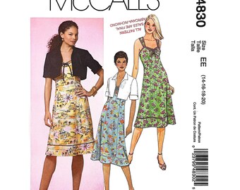 McCall’s M4830 Sewing Pattern Misses Dress & Jacket Sundress Size 14-20 Vintage