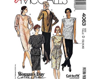 Easy McCall’s 4063 Misses Dress Top Skirt Pants Pattern Size D (12-16) Vintage 1988 Sewing Pattern