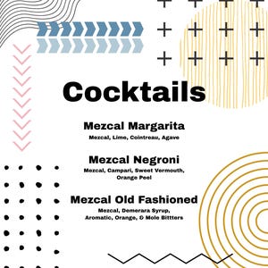 Simple Cocktail Menu Template for Wedding, Birthday, Party, Drinks