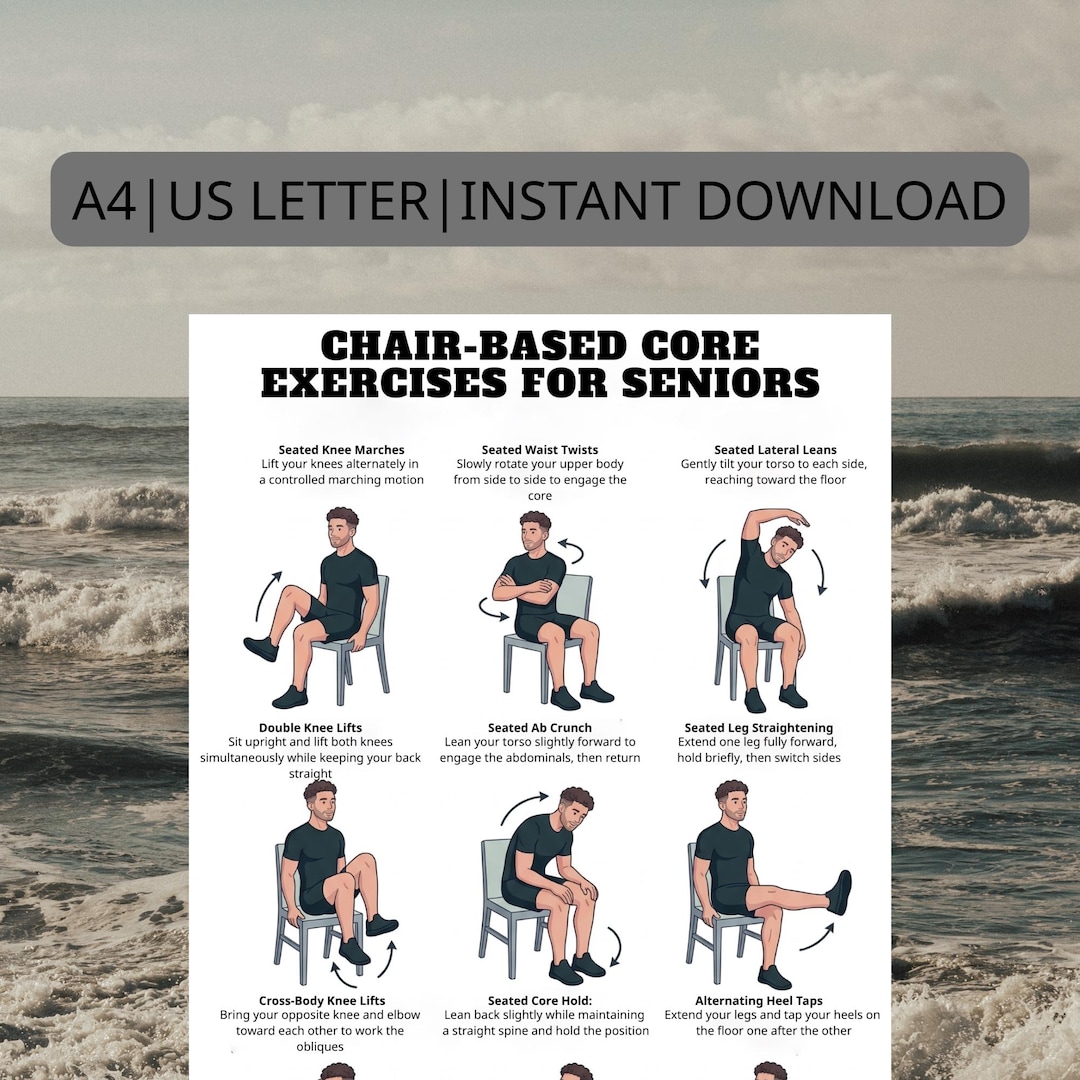 Seated Chair Core Exercises – Gentle Chair Core Workout Chart , Senior ...