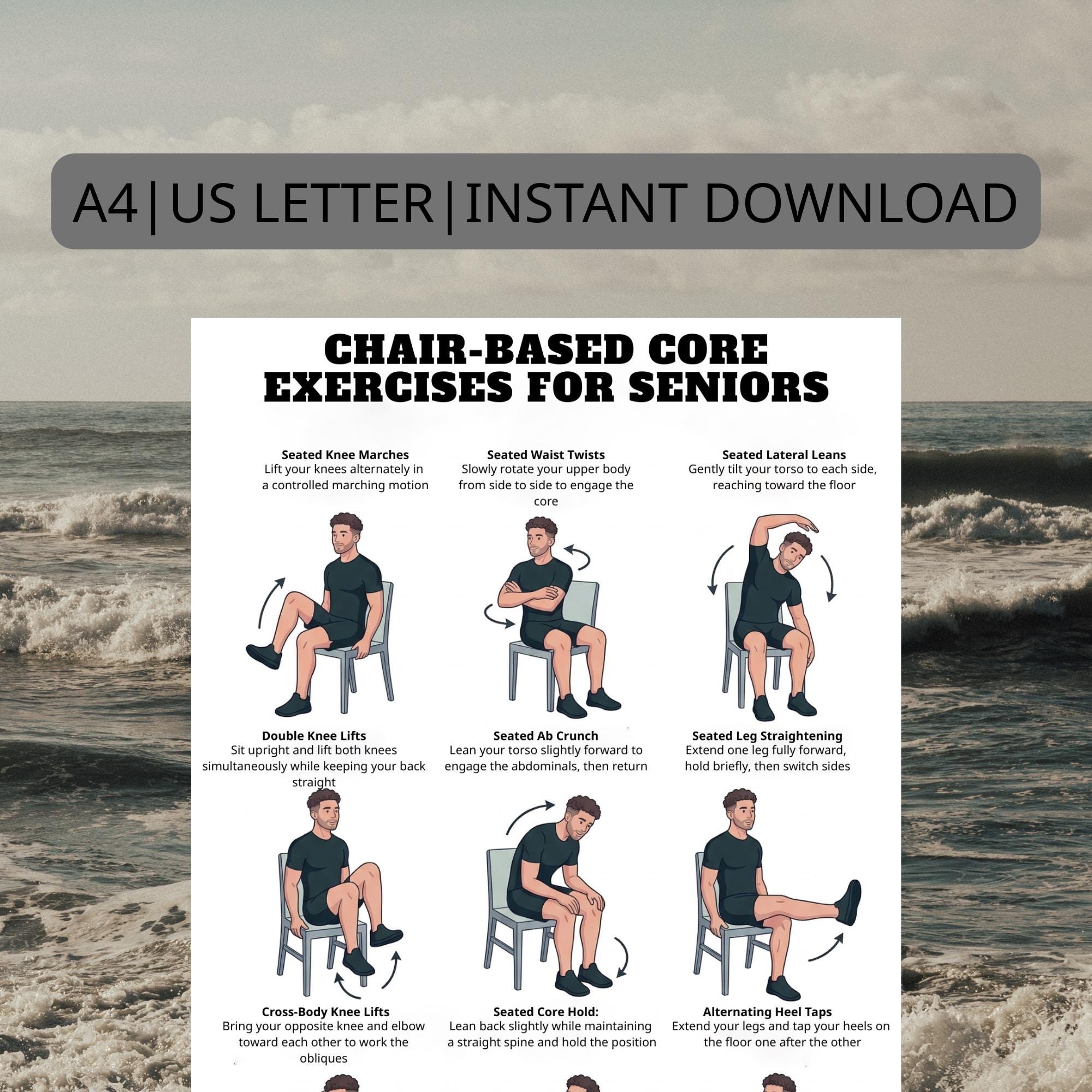 Seated Chair Core Exercises – Gentle Chair Core Workout Chart , Senior ...