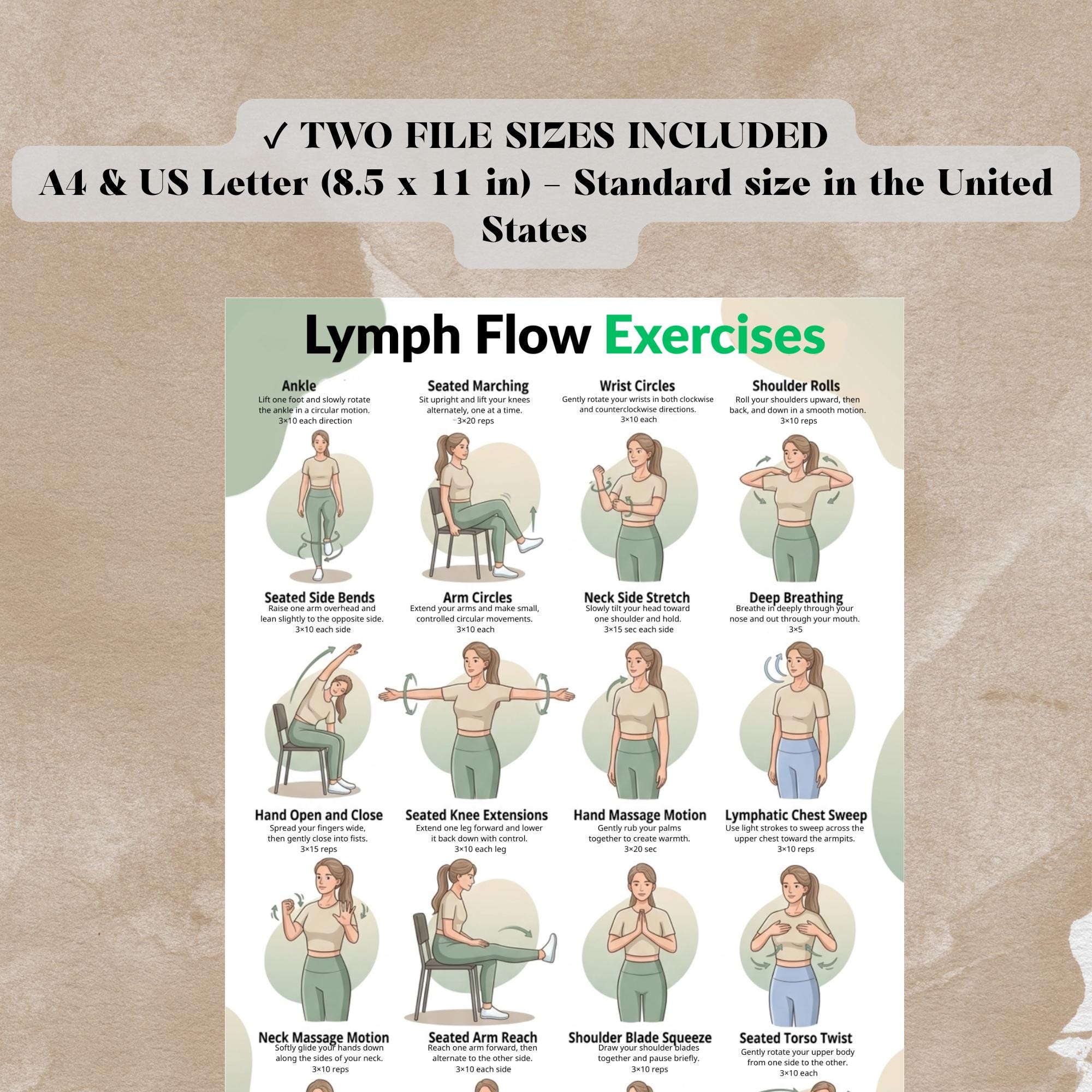 Lymph Exercise Chart | Hand Self Massage and Breathing Exercises ...