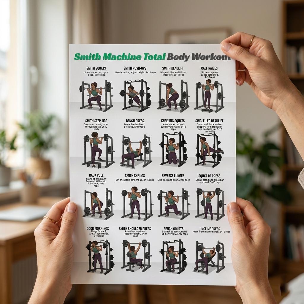 Smith Machine Full Body Workout Poster, Gym Exercise Chart, Smith ...