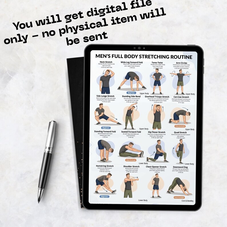 Full Body Stretch Routine for Men PDF, Daily Stretching Exercise Chart ...
