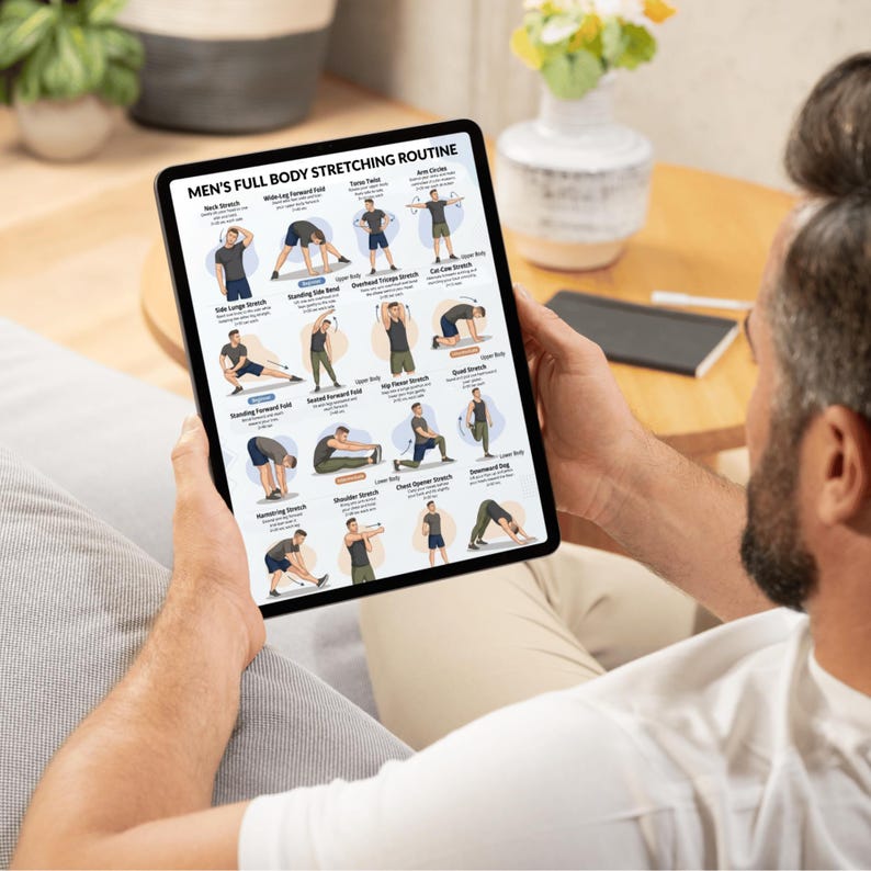 Full Body Stretch Routine for Men PDF, Daily Stretching Exercise Chart ...