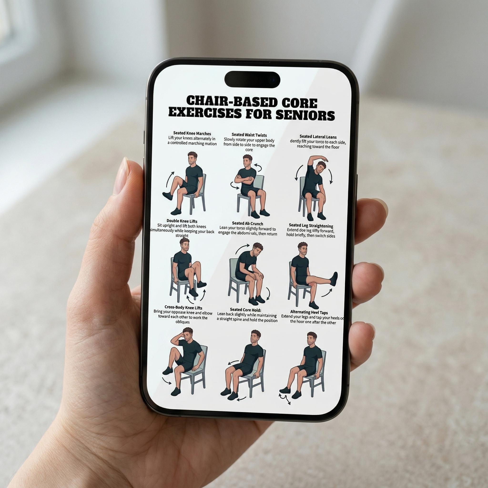 Seated Chair Core Exercises – Gentle Chair Core Workout Chart , Senior ...