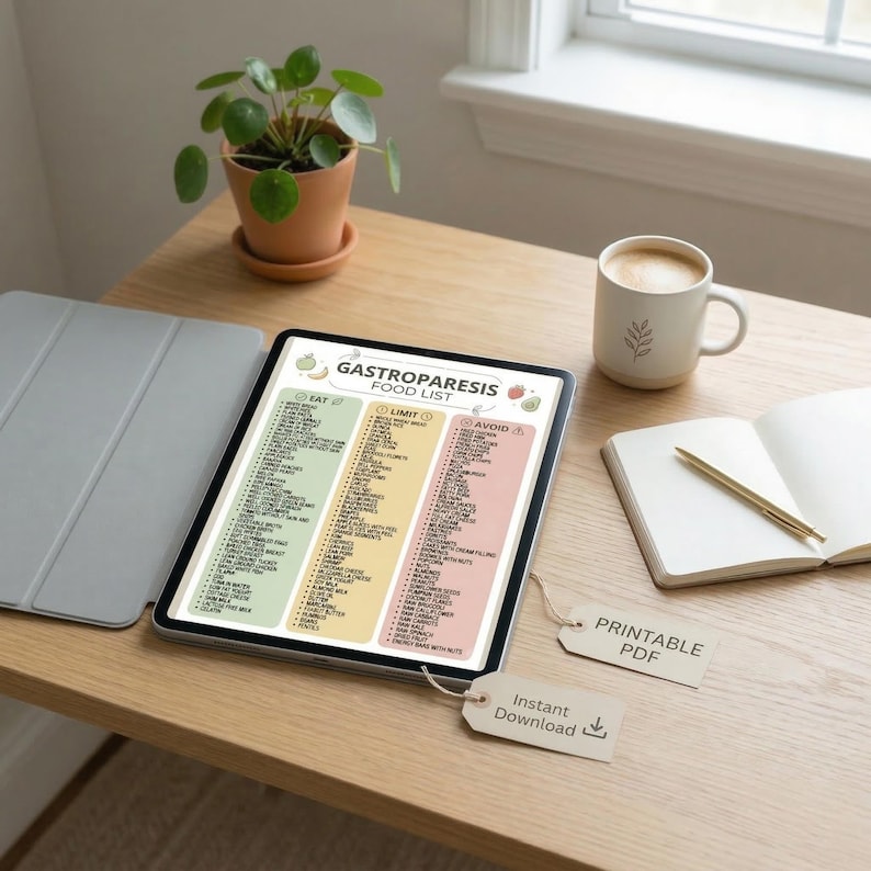 Gastroparesis Food List Chart, Eat Limit Avoid Guide (2 PDF Download ...