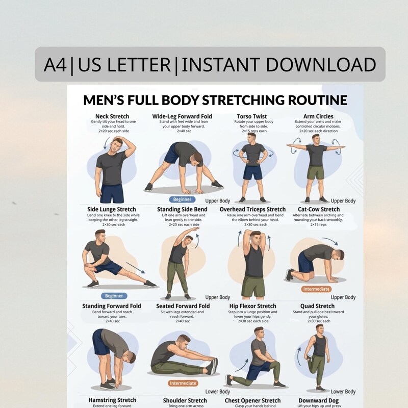The Most Basic Full Body Stretch Routine Daily Stretching Poster - Etsy