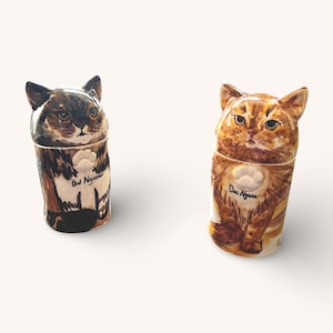 Urna de gato personalizada: recuerdo conmemorativo con retrato de mascota pintado a mano