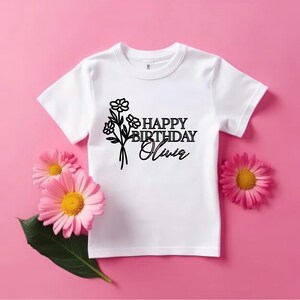 Happy birthday customisable t shirt white/black