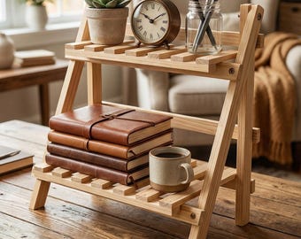 Two Tier Wooden Countertop Shelf Organizer for Desk, Vanity, Kitchen, Bathroom