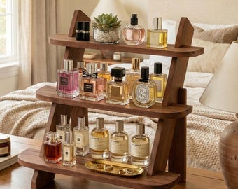 Tiered Wooden Countertop Shelf Organizer, 3-Tier Display Riser for Spices, Perfume, Decor, 15.74x9x13