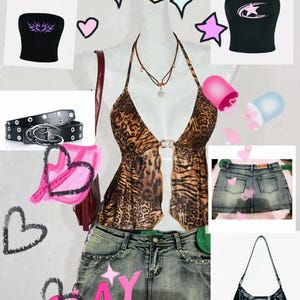 Y2K Mystery Outfit Bundle – Denim Skirt + Top (Sizes 8–12) with Accessory | Curated 2000s Aesthetic Set