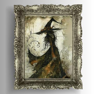 Gothic Witch Art Print: Dark Academia Halloween Decor (Digital Download)