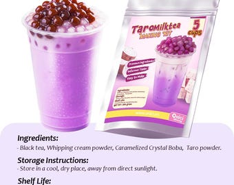 Taro Milk Tea Kit – DIY Boba Kit Ger 5 Koppar, Presentset