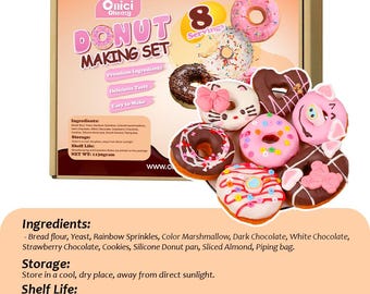 DIY-kit för munktillverkning – Gör 8 hemlagade munkar, inkluderar topping, munkform, presentset