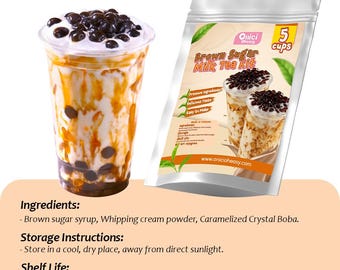 Brunt sockermjölkte – DIY Boba Kit Ger 5 Koppar, Presentset
