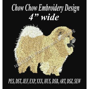Fluffy Chow Chow Embroidery Design – Dog Breed Machine Embroidery File – 4 Inch wide Digital Design for Pet Gifts, Jackets & More
