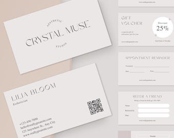 Plantillas minimalistas de tarjetas de presentación y marketing / Editables en Canva / Descarga instantánea