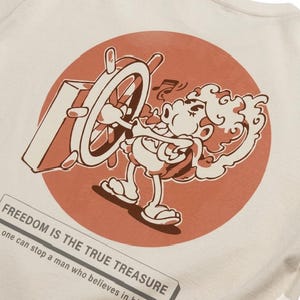 Anime Streetwear Graphic Tee, Vintage Pirate Cartoon Shirt, Hand-Drawn Indie T-Shirt Gift